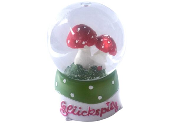 Deko Schneekugel Glimmerkugel Glitzerkugel Glückspilz Fliegenpilze