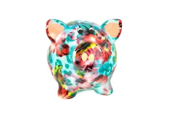 Pomme Pidou Money Bank Spardose Petit Sparschwein Rosie Blue Flower