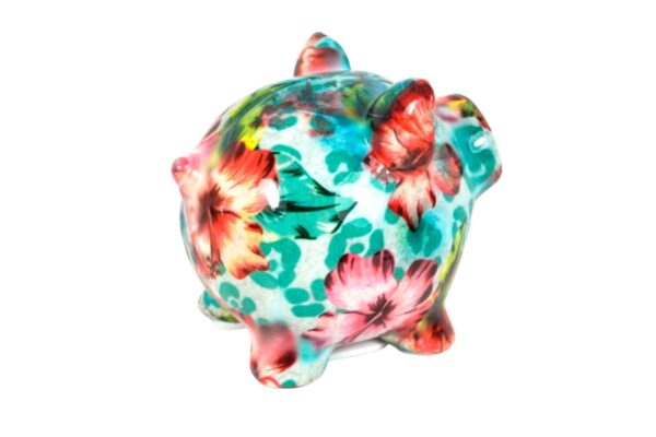 Pomme Pidou Money Bank Spardose Petit Sparschwein Rosie Blue Flower