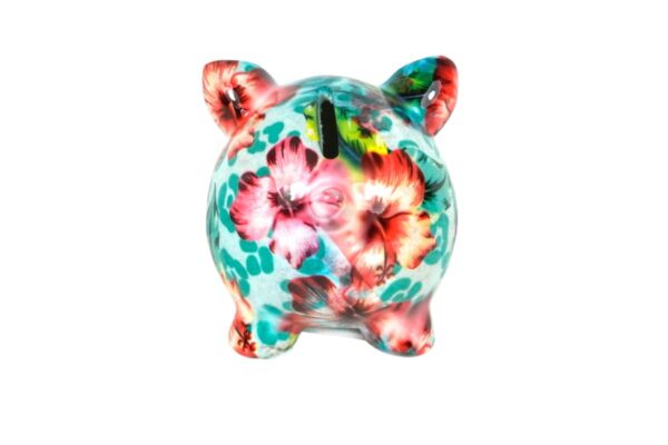 Pomme Pidou Money Bank Spardose Petit Sparschwein Rosie Blue Flower