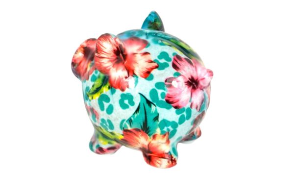 Pomme Pidou Money Bank Spardose Petit Sparschwein Rosie Blue Flower