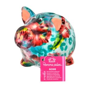 Pomme Pidou Money Bank Spardose Petit Sparschwein Rosie Blue Flower