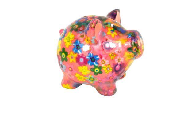 Pomme Pidou Money Bank Spardose Petit Sparschwein Rosie Bunte Blümchen