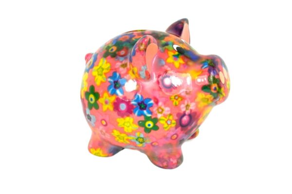 Pomme Pidou Money Bank Spardose Petit Sparschwein Rosie Bunte Blümchen