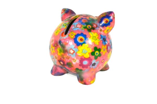 Pomme Pidou Money Bank Spardose Petit Sparschwein Rosie Bunte Blümchen