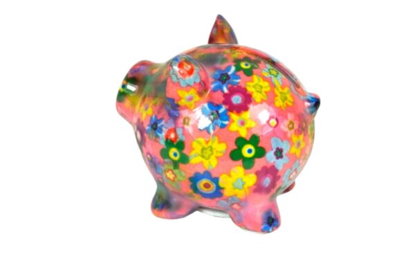 Pomme Pidou Money Bank Spardose Petit Sparschwein Rosie Bunte Blümchen