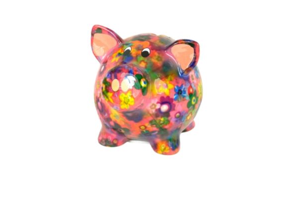 Pomme Pidou Money Bank Spardose Petit Sparschwein Rosie Bunte Blümchen