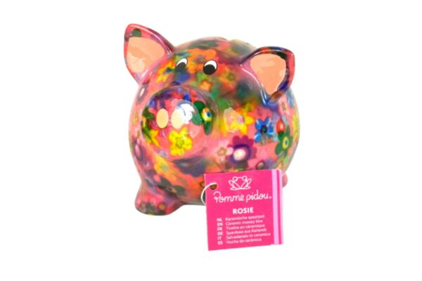 Pomme Pidou Money Bank Spardose Petit Sparschwein Rosie Bunte Blümchen