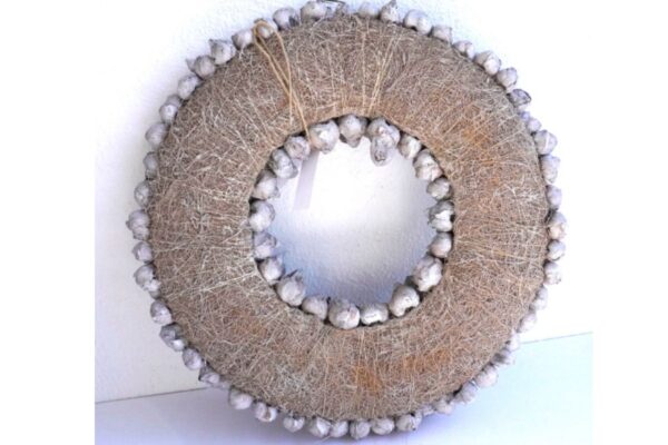 Couronne Türkranz Coconut Fruits Wandkranz Trocken Haltbar Grey Mist Handarbeit 40cm ∅