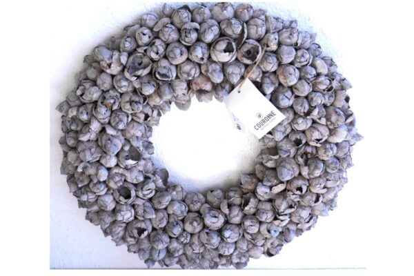 Couronne Türkranz Coconut Fruits Wandkranz Trocken Haltbar Grey Mist Handarbeit 40cm ∅