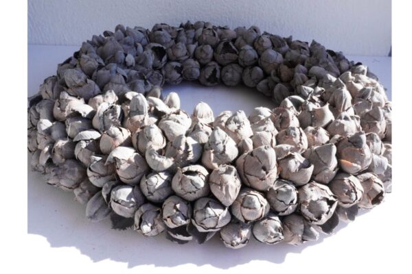 Couronne Türkranz Coconut Fruits Wandkranz Trocken Haltbar Smoke Grey Handarbeit 40cm ∅