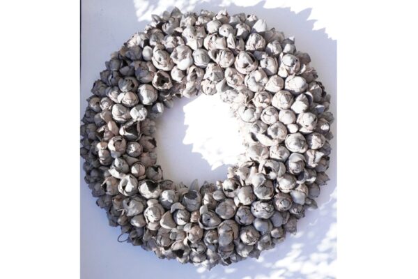 Couronne Türkranz Coconut Fruits Wandkranz Trocken Haltbar Smoke Grey Handarbeit 40cm ∅