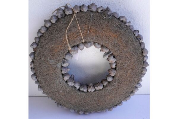 Couronne Türkranz Coconut Fruits Wandkranz Trocken Haltbar Smoke Grey Handarbeit 40cm ∅