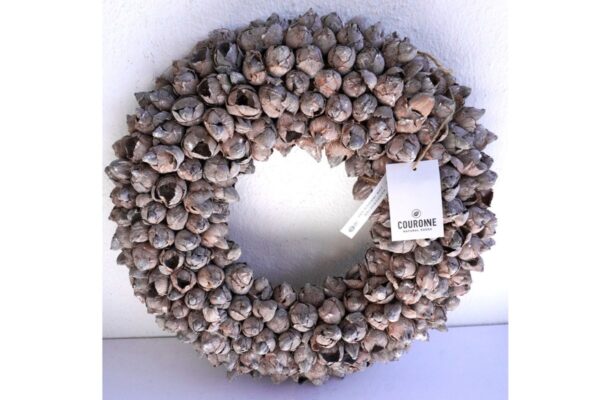 Couronne Türkranz Coconut Fruits Wandkranz Trocken Haltbar Nuss Brown Handarbeit 40cm ∅