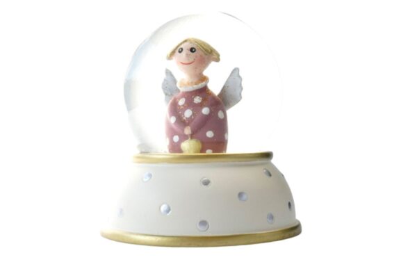 Pape Schneekugel Glimmerkugel Lotta Schutzengel Rot mit Silber Punkten