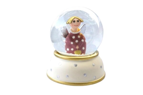 Pape Schneekugel Glimmerkugel Lotta Schutzengel Rot mit Silber Punkten