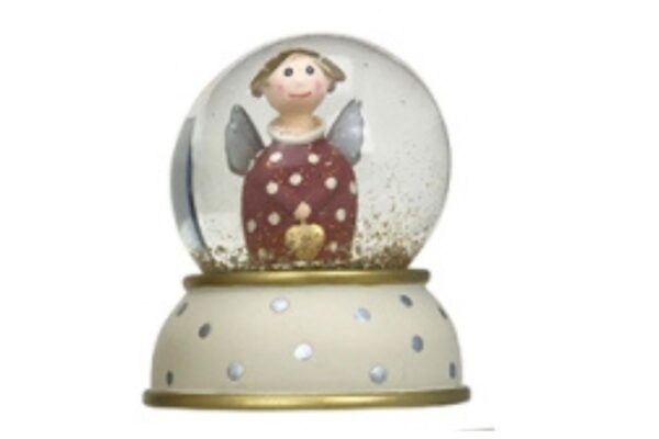 Pape Schneekugel Glimmerkugel Lotta Schutzengel Rot mit Silber Punkten