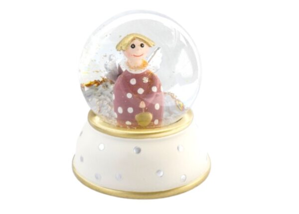 Pape Schneekugel Glimmerkugel Lotta Schutzengel Rot mit Silber Punkten