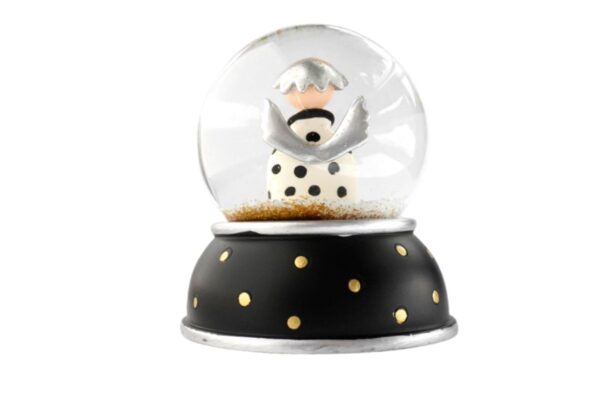 Pape Schneekugel Glimmerkugel Lotta Schutzengel Black Base Weiß mit schwarzen Punkten