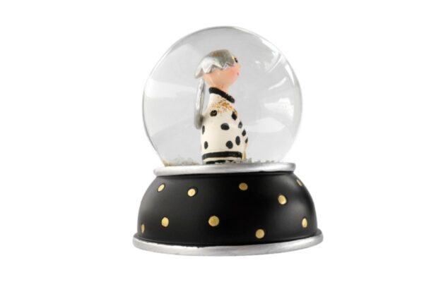 Pape Schneekugel Glimmerkugel Lotta Schutzengel Black Base Weiß mit schwarzen Punkten