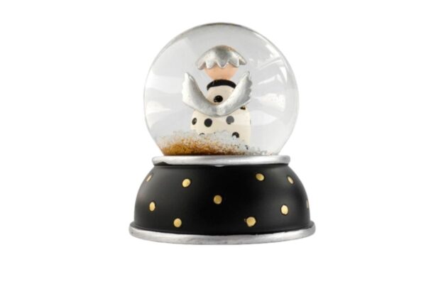 Pape Schneekugel Glimmerkugel Lotta Schutzengel Black Base Weiß mit schwarzen Punkten