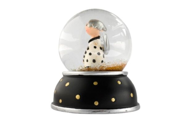 Pape Schneekugel Glimmerkugel Lotta Schutzengel Black Base Weiß mit schwarzen Punkten