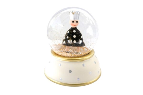 Pape Schneekugel Glimmerkugel Little King Beige Base Schwarz mit Weißen Punkten