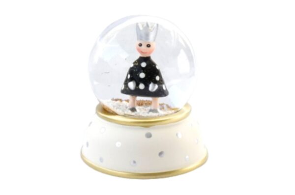Pape Schneekugel Glimmerkugel Little King Beige Base Schwarz mit Weißen Punkten