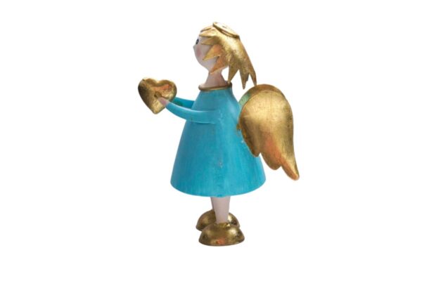 Pape Deko Figur Blechpuppe Schutzengel Lena mit Herz Gold Türkis 16cm