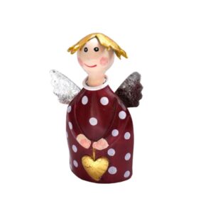 Pape Deko Figur Blechpuppe Schutzengel Lotta mit Herz Gold 8cm