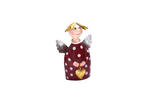 Pape Deko Figur Blechpuppe Schutzengel Lotta mit Herz Gold 8cm