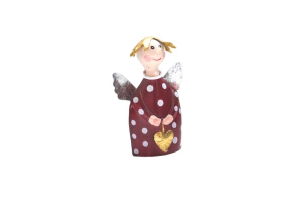 Pape Deko Figur Blechpuppe Schutzengel Lotta mit Herz Gold 8cm
