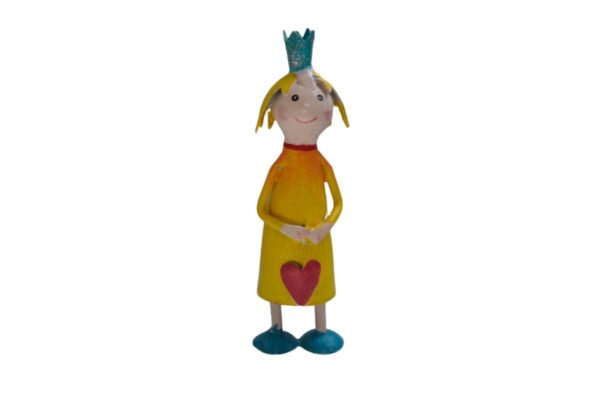 Pape Deko Figur Blechpuppe Little Prinzessin Gelb mit Herz 11cm Handarbeit