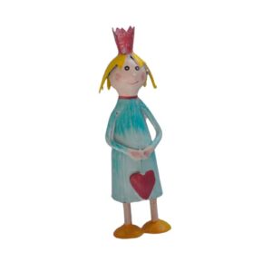 Pape Deko Figur Blechpuppe Little Prinzessin Türkis mit Herz 11cm Handarbeit