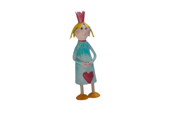 Pape Deko Figur Blechpuppe Little Prinzessin Türkis mit Herz 11cm Handarbeit