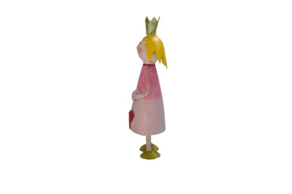 Pape Deko Figur Blechpuppe Little Prinzessin Rosa mit Herz Krone Grün 11cm Handarbeit