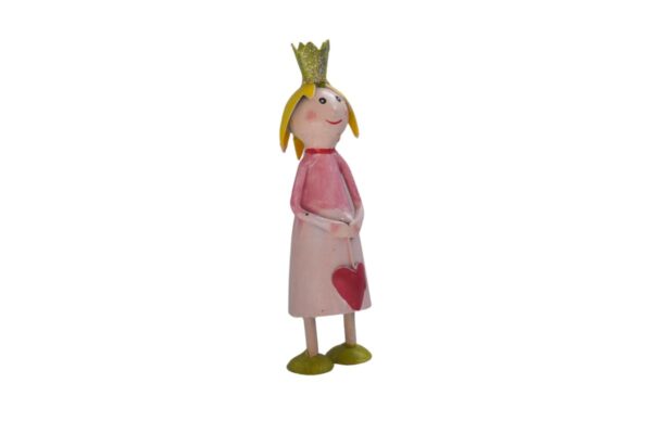 Pape Deko Figur Blechpuppe Little Prinzessin Rosa mit Herz Krone Grün 11cm Handarbeit