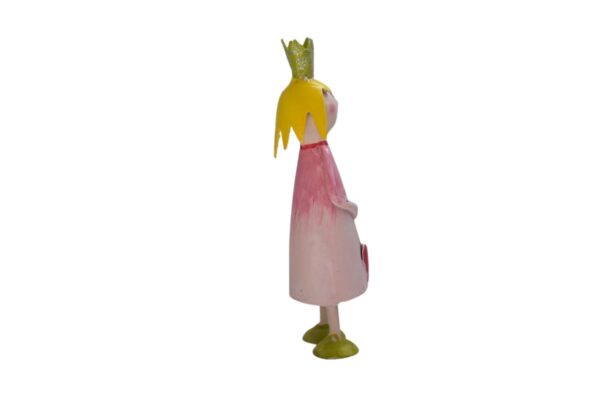 Pape Deko Figur Blechpuppe Little Prinzessin Rosa mit Herz Krone Grün 11cm Handarbeit