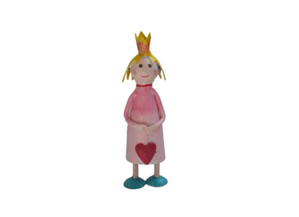 Pape Deko Figur Blechpuppe Little Prinzessin Rosa Gelb mit Herz 11cm Handarbeit