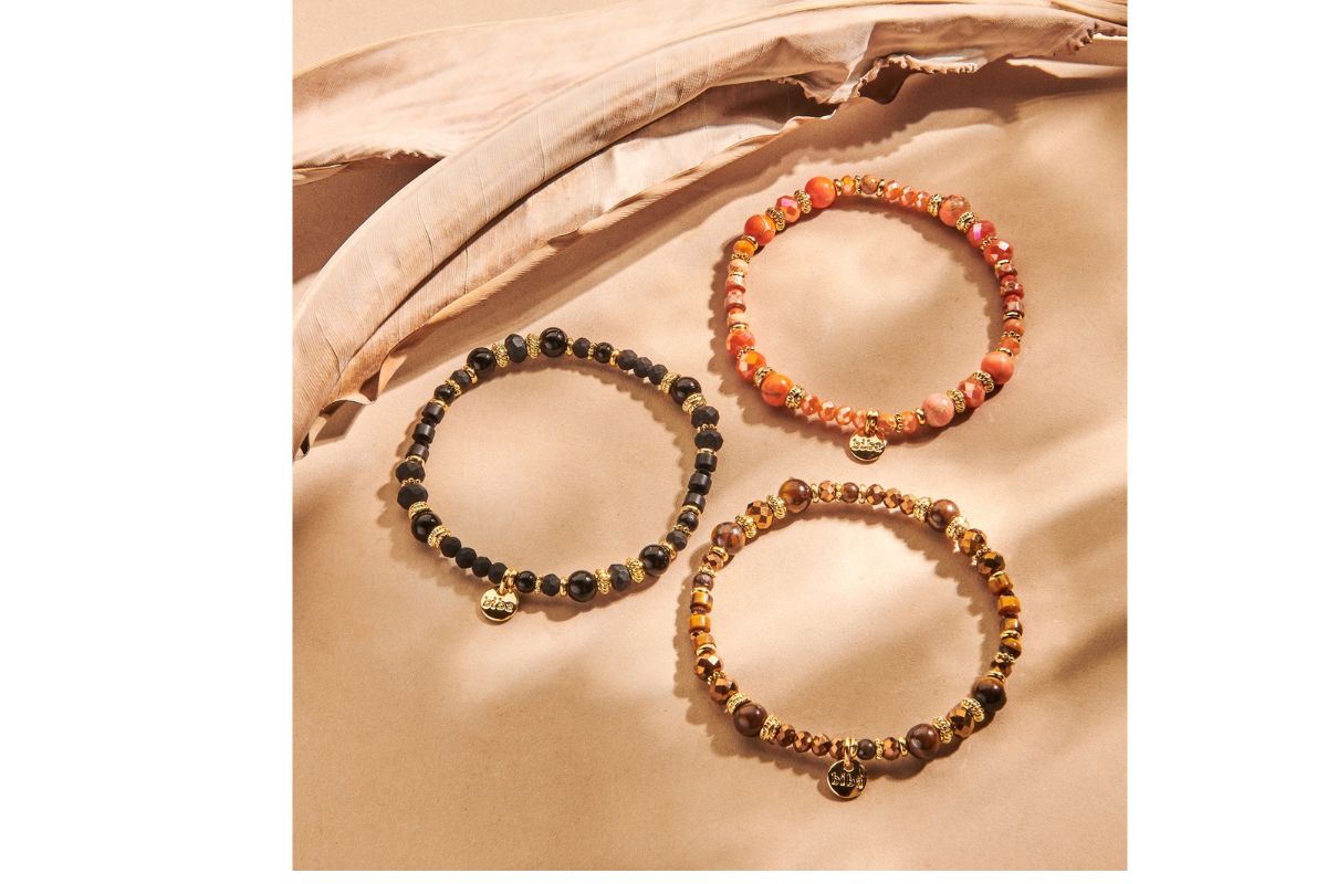 Damen Perlenarmband Mit Echten Natursteinen – Doppelschicht, Chakra-Steine, Glücksbringer In Geschenkbeutel