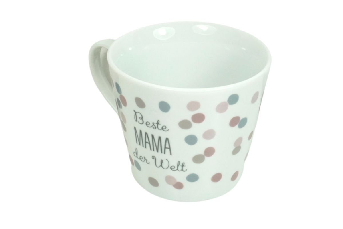 Große Kaffeetasse Mit Punkte-Muster – 300 Ml, Rot-weiß, Keramik, Mikrowellengeeignet