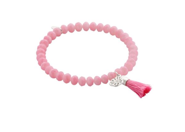 Biba Armband Crystal Perlen Rose Damen Armband Troddel & Anhänger Silber