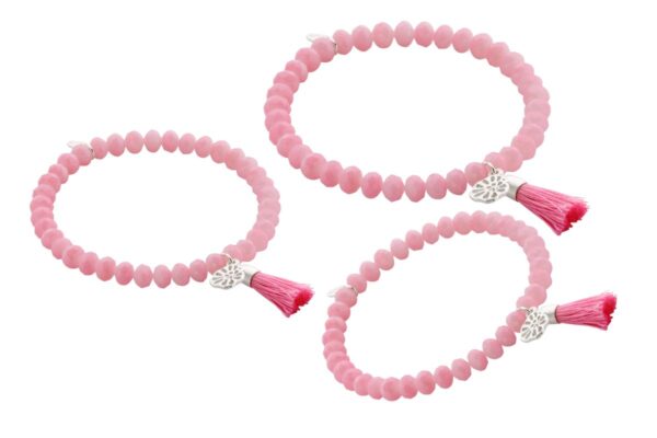 Biba Armband Crystal Perlen Rose Damen Armband Troddel & Anhänger Silber