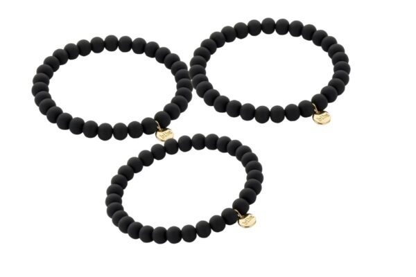 a Armband Ton Perlen Schwarz Damen Armband Glücksbringer Biba Anhänger Gold