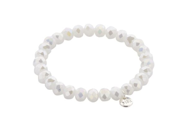 Biba Armband Crystal Perlen Weiß Damen Armband Biba Anhänger Silber