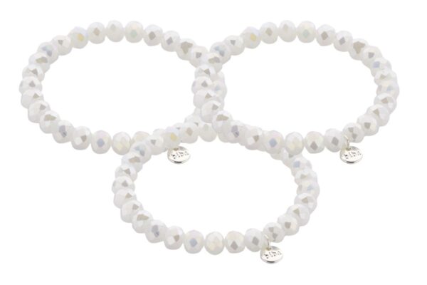 Biba Armband Crystal Perlen Weiß Damen Armband Biba Anhänger Silber