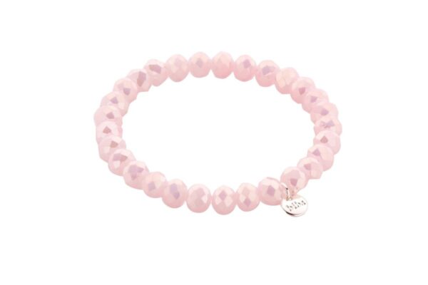 Biba Armband Crystal Perlen Rosa Glitzer Damen Armband Biba Anhänger Silber