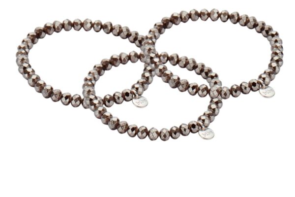 Biba Armband Crystal Perlen Grau Glitzer Damen Armband Biba Anhänger Silber