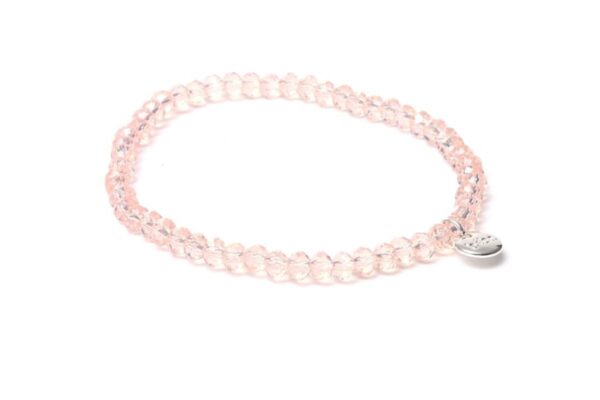 Biba Armband Crystal Perlen Rosa Klar Damen Armband Biba Anhänger Silber