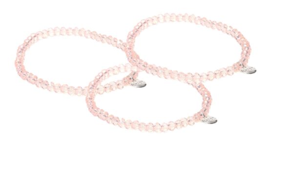 Biba Armband Crystal Perlen Rosa Klar Damen Armband Biba Anhänger Silber
